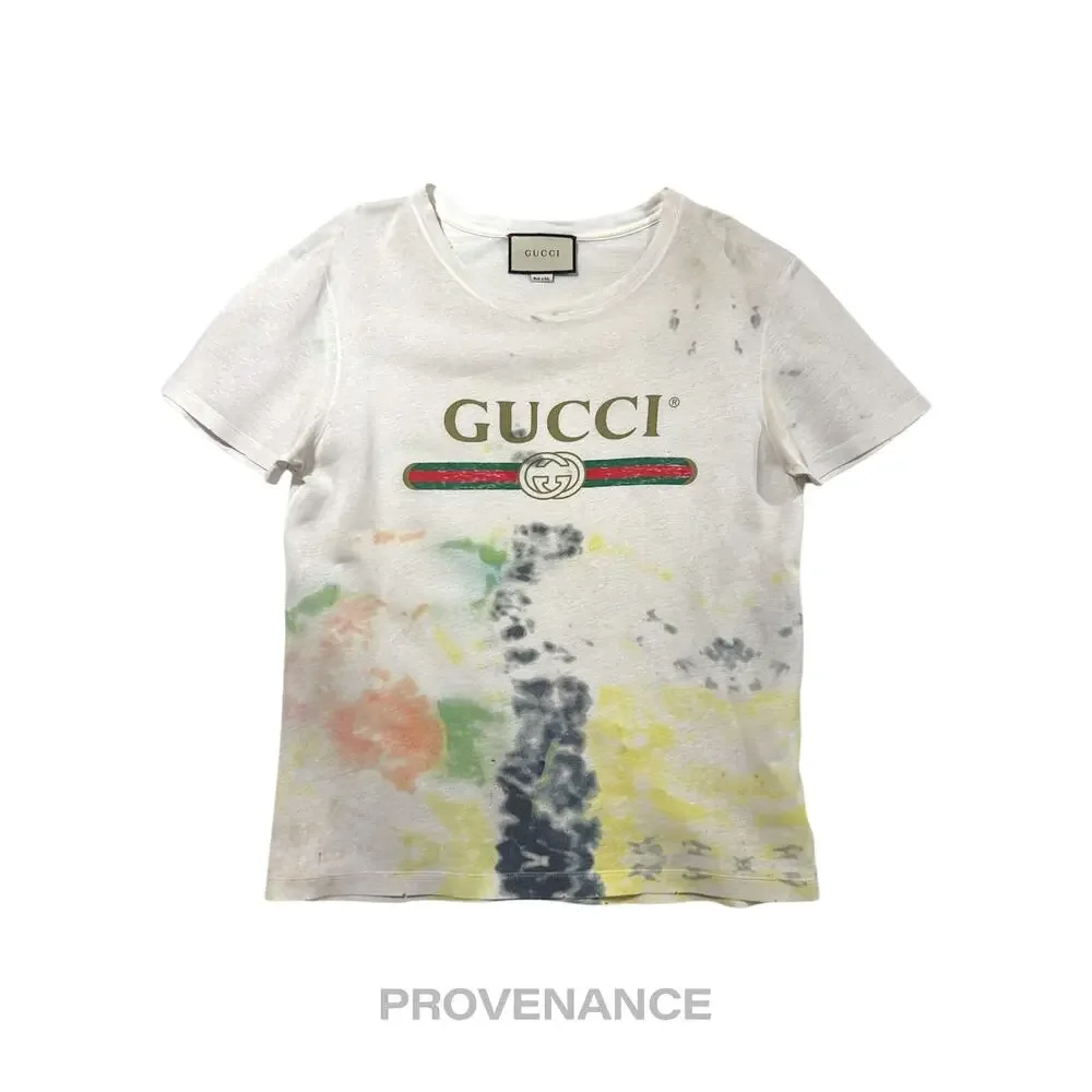 🔴 Gucci GG Vintage Logo T-Shirt - Tie Dye White S